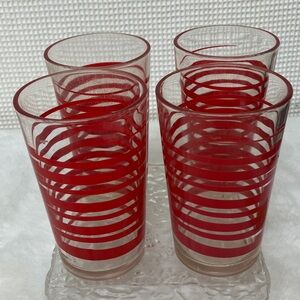 Red Striped Glass Tumblers Set